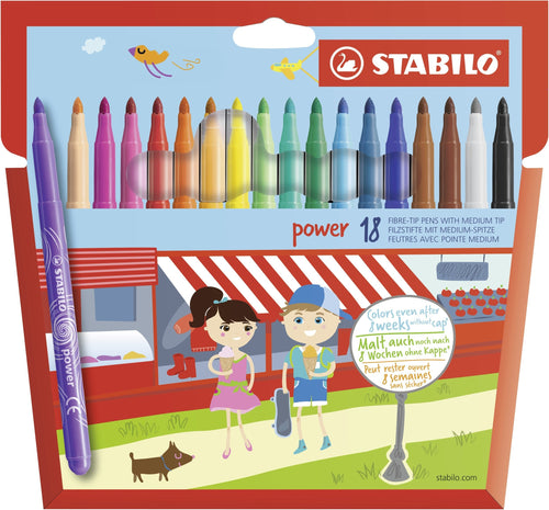Stabilo Power Pack 18 Markers Colours - Punta Media 2MM - Ink Washable - Capuchon Ventilado - Colours Surtidos — image 1