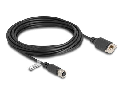 Delock M12 Cable D-kodiert 4 Pin Female a RJ45 Female CAT.5E FTP 5M Black — image 1