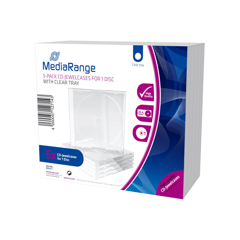 Mediarange BOX31-T Case For Drives Ópticos Box Transparent Cd 1 Drives Transparent 5 Units