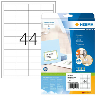 Herma Labels 48,3X25,4 25 Sh. Din A4 1100 Pcs 5051 Labels — image 1