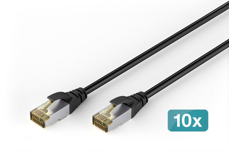 Digitus CAT.6A S/FTP Exterior- Network Cable, Pe, 10 Unidades 5M, CAT.6A, S/FTP (s-STP), RJ-45, Negro