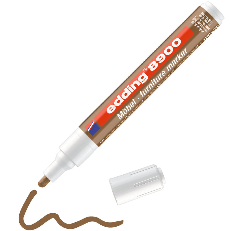 Edding 8900 Marker Permanente Muebles - Punta Redonda 1.5-2MM - Resistant a Light - Secado Fast - Colour