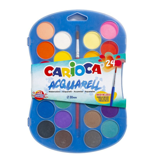 Carioca Acuarela Pack 24 Colours Pastilla - Brillantes - Facilmente Mezclables - Ø 30MM - Varios — image 1
