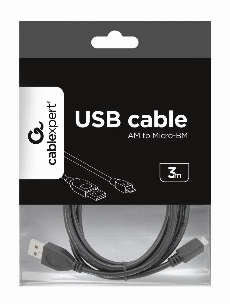 Gembird USB Cable a Micro USB 3M Black CCP-MUSB2-AMBM-10