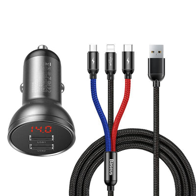 Baseus Charger Car 24W + USB Cable 3EN1 TZCCBX-0G — image 1