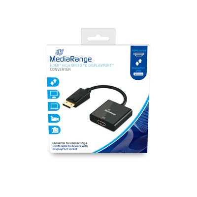 Mediarange MRCS177 Adapter Cable Vídeo 0,2M DisplayPort HDMI Black