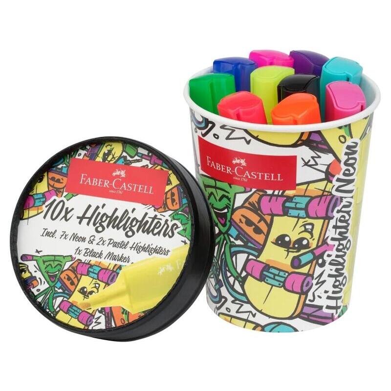 Faber-castell Textliner 46 Neon Pack 10 Marcadores Fluorescentes - Design Pack Tarrina Helado - Punta