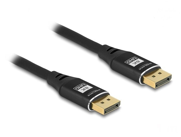 Delock 80621 Cable DisplayPort 8K 60 HZ 2M Black Metal