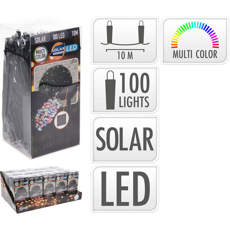 Guirnalda LED, Multicolor IP44, 100 LED Solar, 10M. Basics