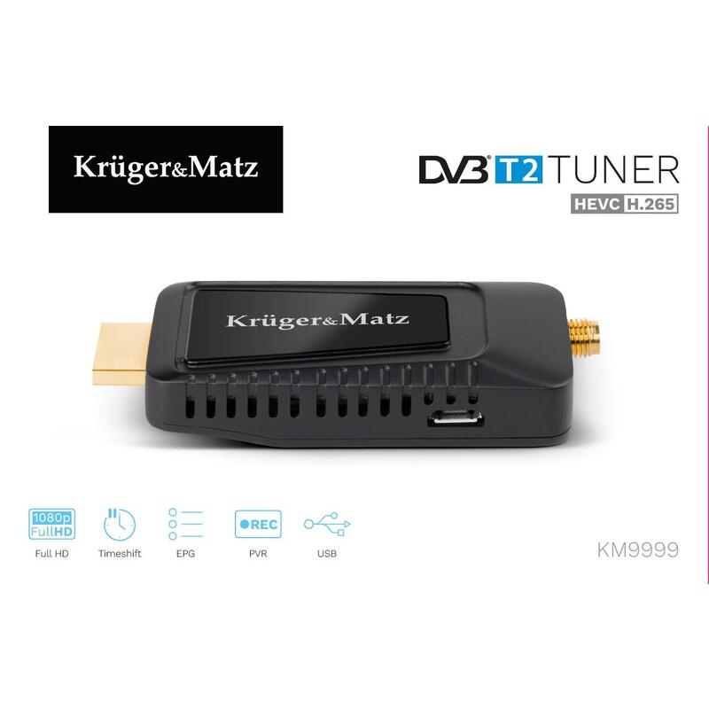 Kruger & Matz Mini Dekoder DVB-T2 H.265 Hevc KM9999