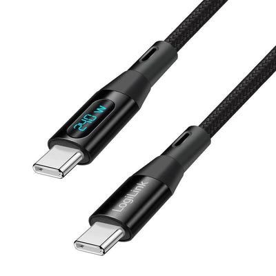 Logilink USB 2.0 Type-c Cable C M To C M, 480Mbps, 240W, Display, Nylon, Black 2M — image 1