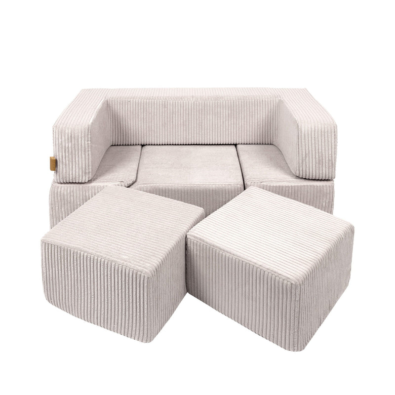 MeowBaby® Soft Velvet Bricks Sofa - Ecru