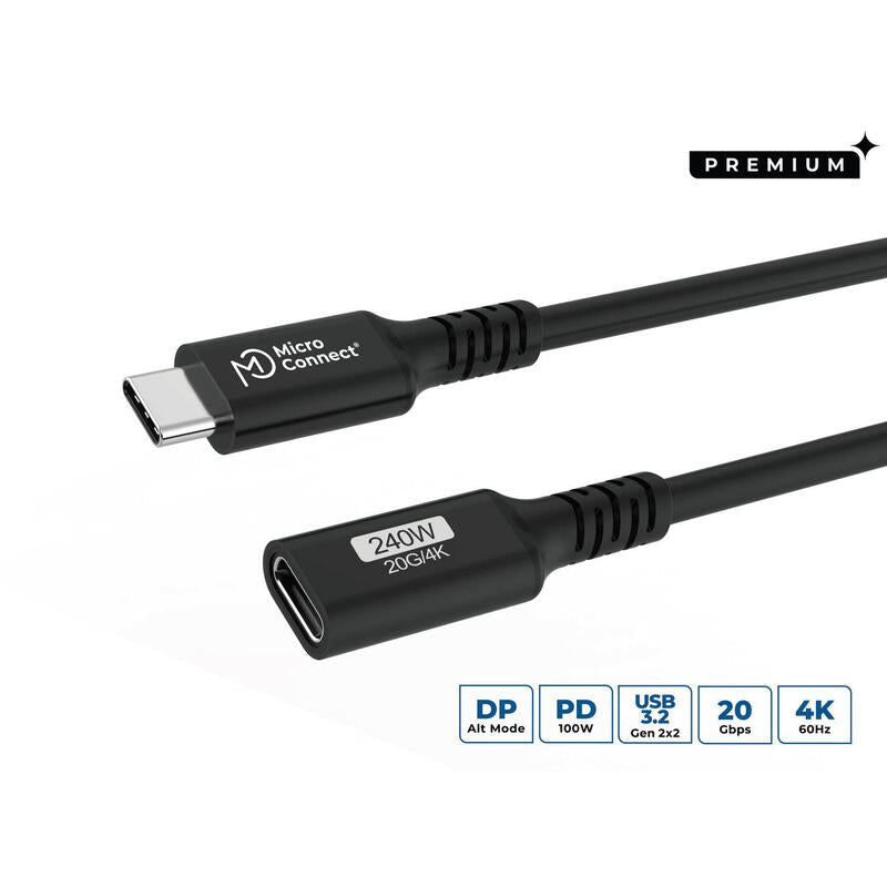 Microconnect USB3.2CC1EX USB Cable USB4 Gen 2X2 1M USB C Black