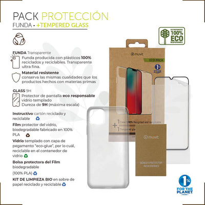 Muvit For Change Case Compatible With Apple Iphone 14 Pro + Screen Protector Glass Tempered Flat Frame Black — image 1