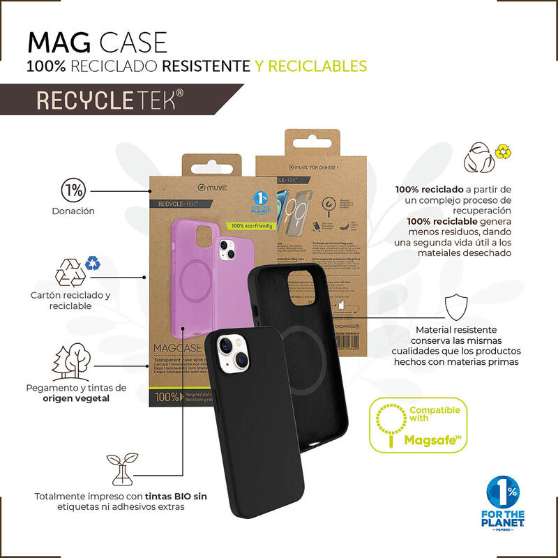 Muvit For Change Case Recycletek Liquid Silicone Magsafe Compatible With Apple Iphone 14 Plus Black
