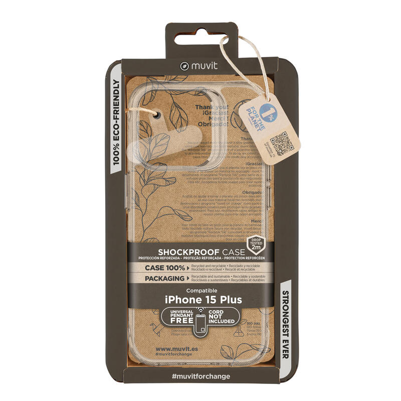 Muvit For Change Case Shockproof 2M Compatible With Apple Iphone 15 Plus Transparent