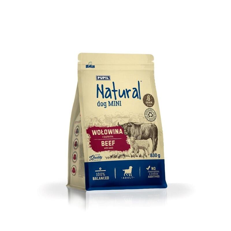 Natural Ternera Z Jagniecina Comida Seca Perros 830G