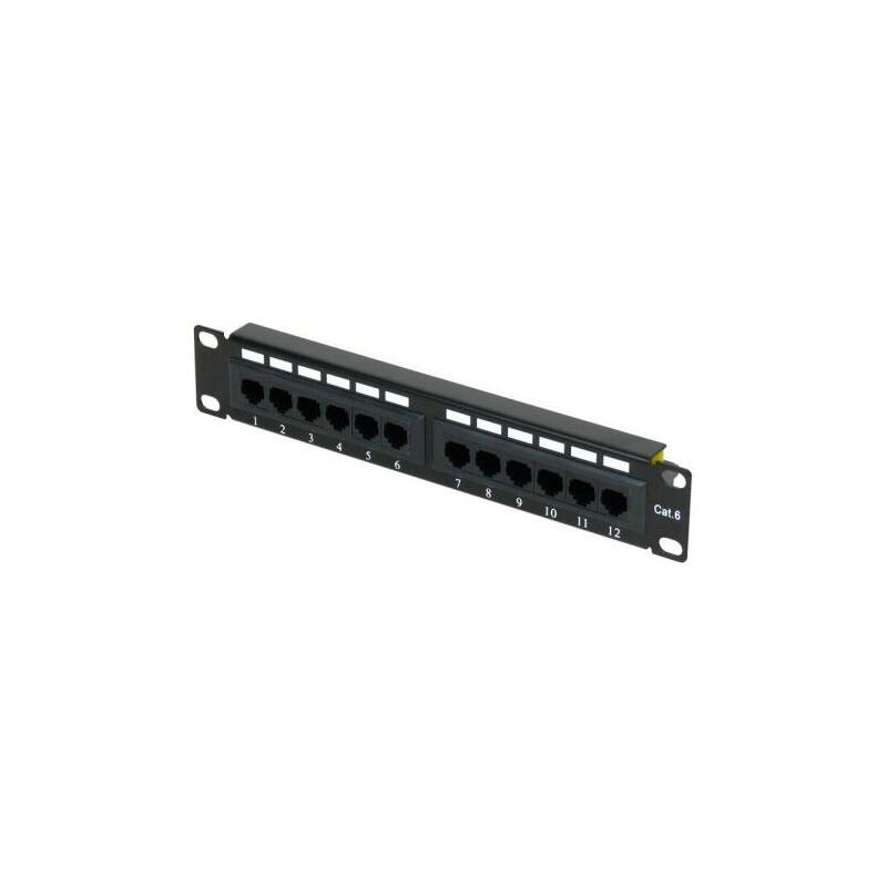 Patch Panel Rack 10 12 Ports UTP CAT.6 1U Black