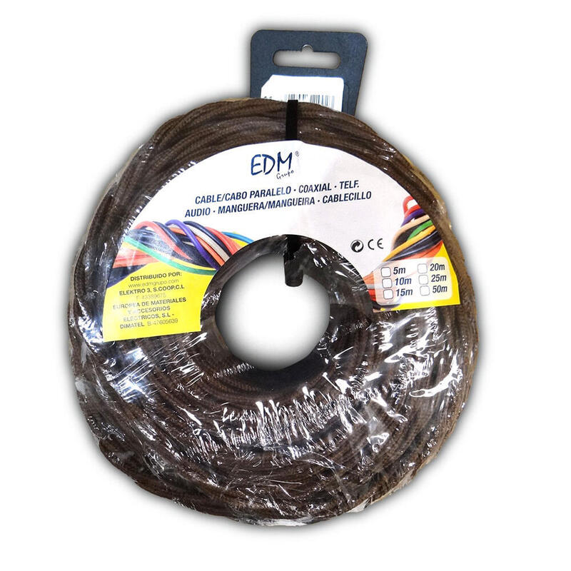 Paralelo Textil Trenzado 2X1MM Brown 25M