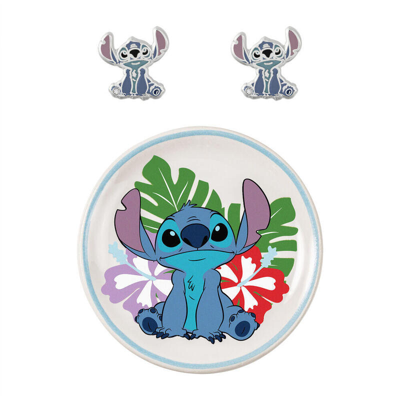 Pendientes + Plate Bisuteria Stitch Disney