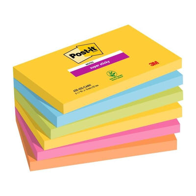 Post-it Super Sticky Pack 6 Blocs 90 Notas Adhesivas Reposicionables - Forma Rectangular - Colours Surtidos — image 1