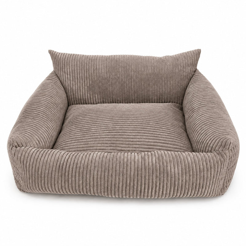 Lodie Corduroy Dog Sofa with Removable Cover – Hazelnut Taupe, L