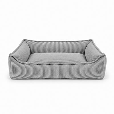 Nino Corduroy Memory Foam Dog Basket Bed – Cloud Grey, M