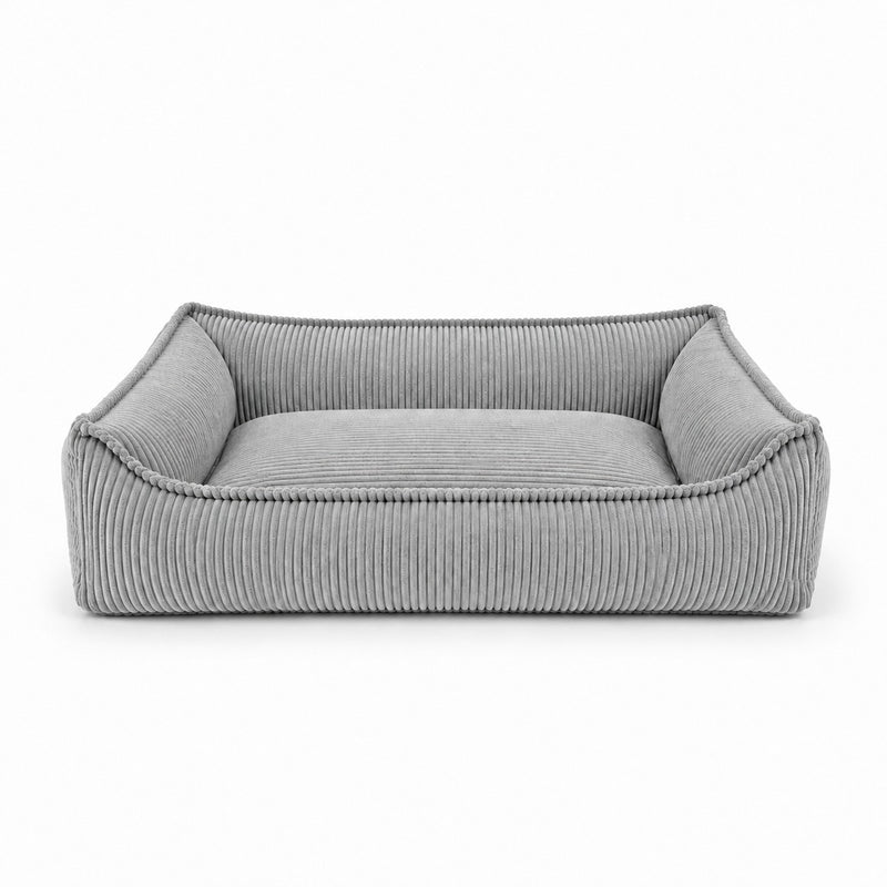 Nino Corduroy Memory Foam Dog Basket Bed – Cloud Grey, S