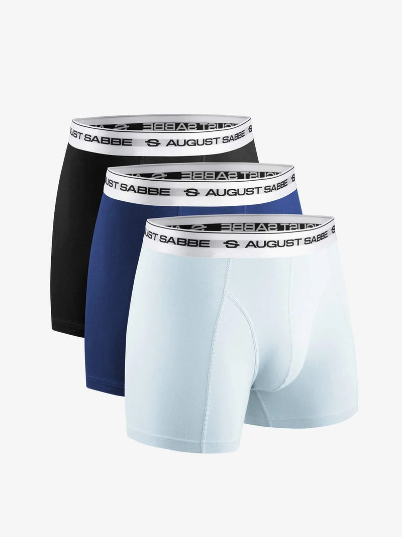 Men’s Daily Cotton Boxer Briefs Blue – 3-Pack