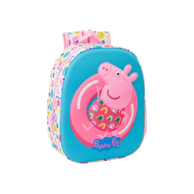 Safta Peppa Pig Backpack 3D - Handle Mano - Portabotellas Side - 27X33X10CM - Blue/Pink — image 1