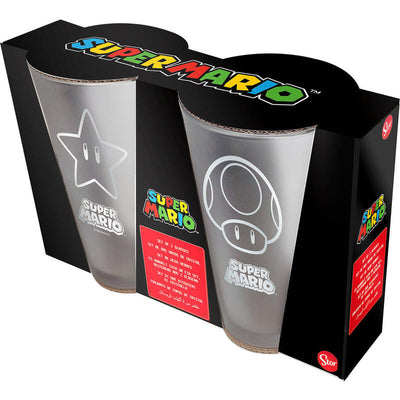 Set 2 Glasses Casual Mario Bross 490ML — image 1