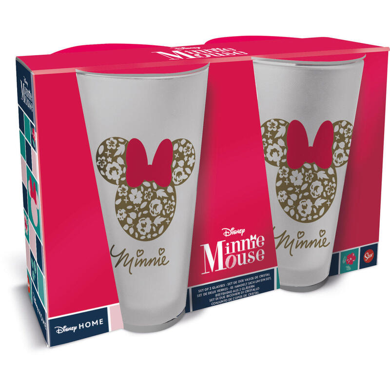 Set 2 Glasses Casual Minnie Mouse Garden 490ML