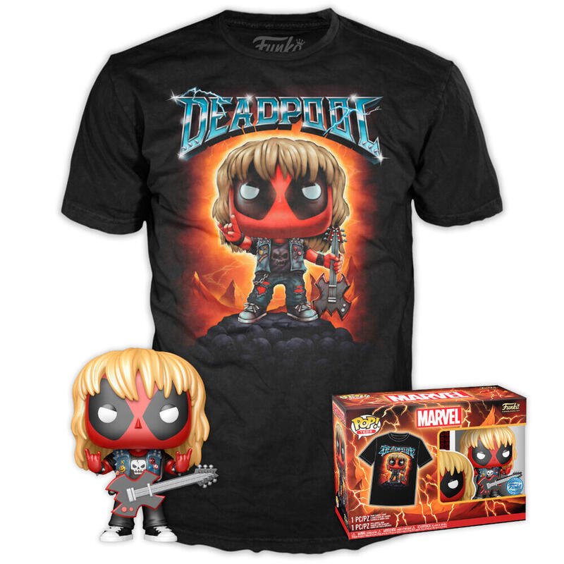 Set Figura Pop & Tee Marvel Deadpool Pesado Metal Tamaño L