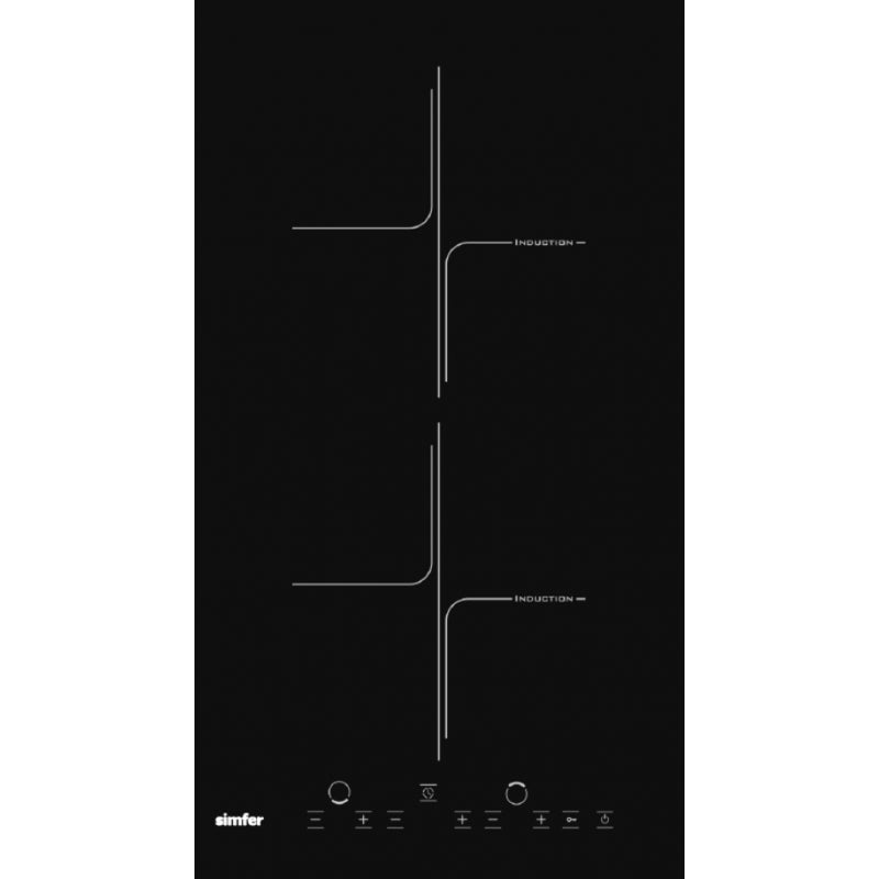 Simfer H3.020.DEISP Hob, Induction, Width 18CM, 2 Cooking Zones, Touch Control, Black
